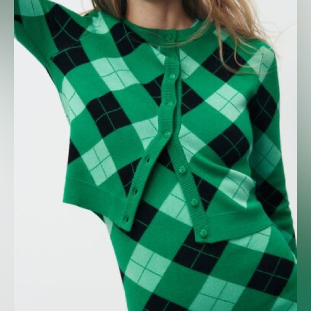 Zara argyle knit sweater cardigan